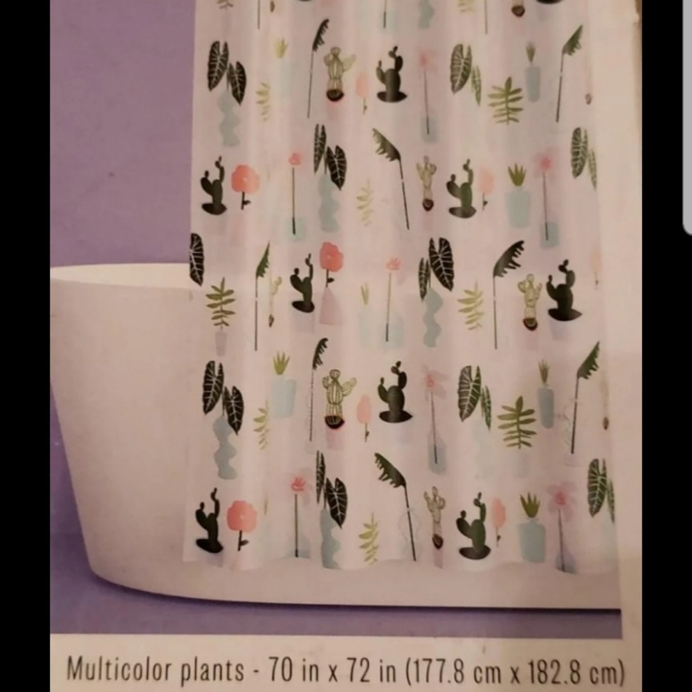 Multicolor Plants design plastic Shower Curtain
